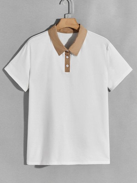 

men contrast panel polo shirt u7dg#, White;black