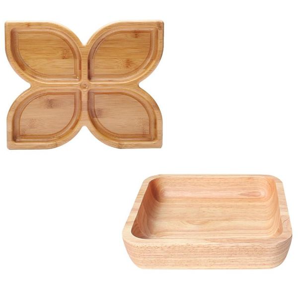 

style wooden snack tray fruit / candy dried platter household products & square wood bowl salad set bowls
