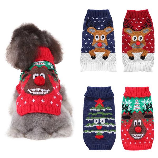 

dog apparel christmas sweater winter warm cat clothes cartoon reindeer coat for small yorkies pet clothing knitting apparels