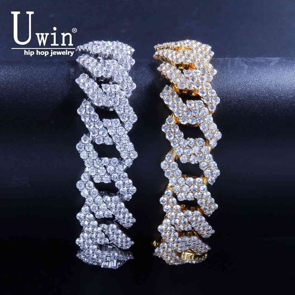 

uwin 17mm prong cubans link necklace micro paved cubic zirconia women men jewelry luxury copper cz cuban chain x0509, Black