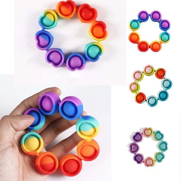 

love heart bracelet pop fidget reliver stress toys rainbow bracelet push bubble antistress toys children sensory toy decompression toy