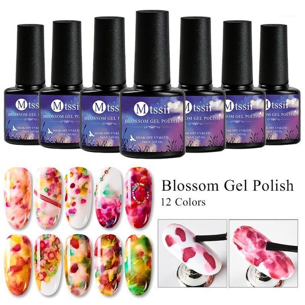 

blossoming painting gel nail polish blooming flowers semi permanent soak off uv led varnish art diy lacquer decoration1, Red;pink