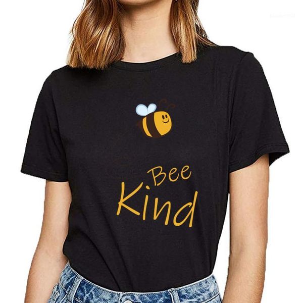 

women's t-shirt t shirt women bee kind harajuku short female tshirt, White