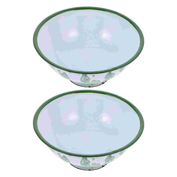

bowls 2 pcs convenient and practical retro enamel noodle for home