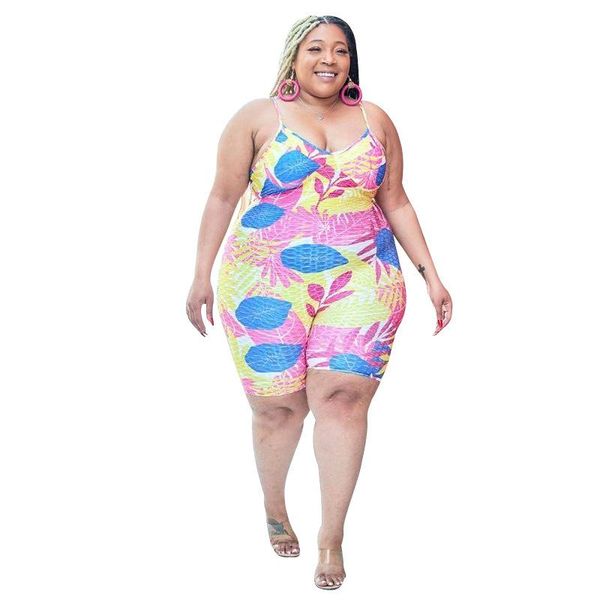 

plus size pants waterarea woemn jumpsuits stripe sleeveless short romper female print high waist stretch half one piece overall