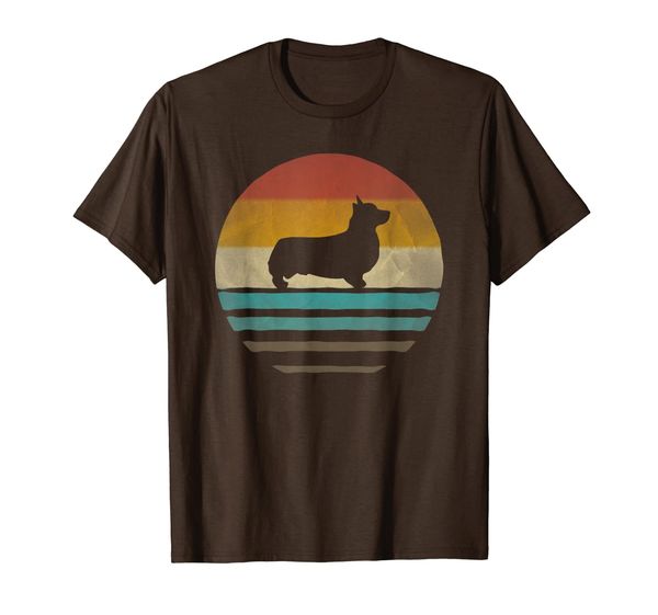 

retro vintage sunset corgi dog breed lover silhouette gift t-shirt, White;black