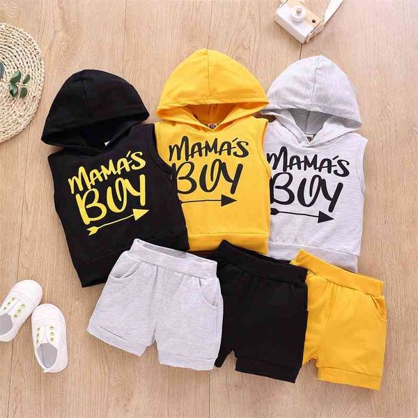 

ins boys' baby sleeveless hoodie set, Black;white