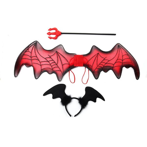 3 pcs Decoração de Halloween Wings + Banda de Cabelo + Forquilha Brinquedos Cosplay Halloween Party