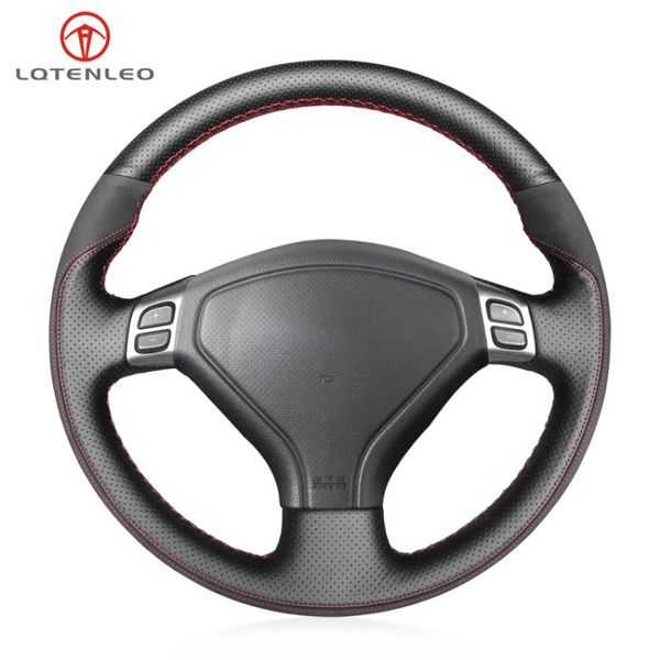 

steering wheel covers lqtenleo black suede genuine leather car cover for forester outback legacy 2004-2007 impreza wrx 2003-2006