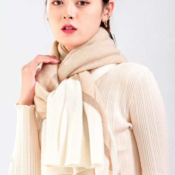 

scarves 2021 cashmere knitted scarf ladies autumn and winter woolen shawl all-match dual-use, Blue;gray