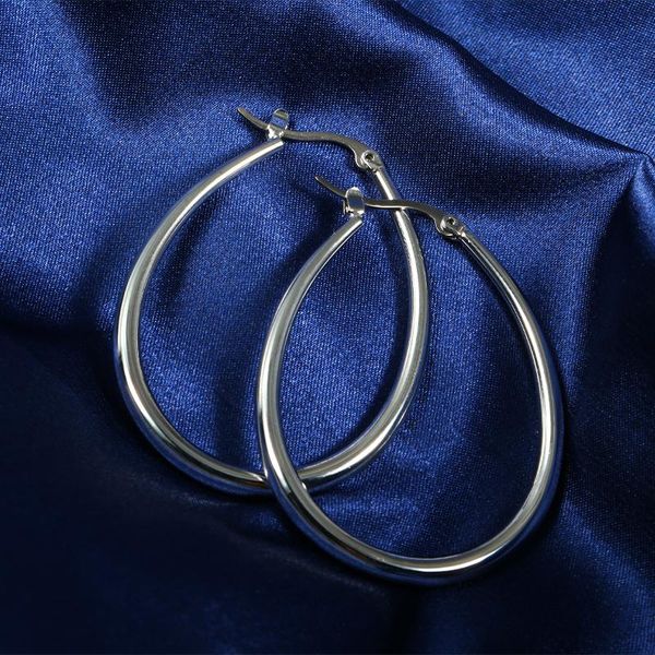 

hoop & huggie unusual earrings for women girls pure titanium oval plain white gold plated vintage minimalist halloween gift, Golden;silver