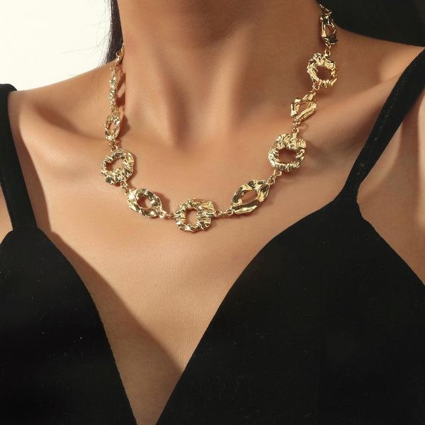 

chains personality contracted small special-shaped design of irregular tin foil paper feeling necklace cross-border wholesale, Silver
