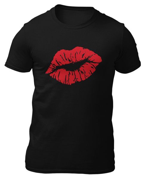 

T-shirt-lips kiss-t-shirt -, White;black