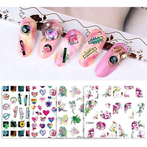 

natural 3d nail sticker colorful flower/plant/animals art summer transfer stickers decals slider for manicuring1, Black