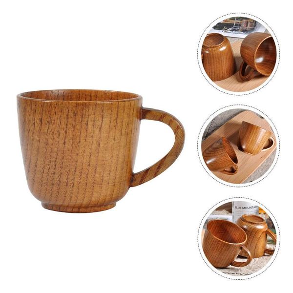 

cups & saucers portable wood coffee mug wooden tea water drinking mugs