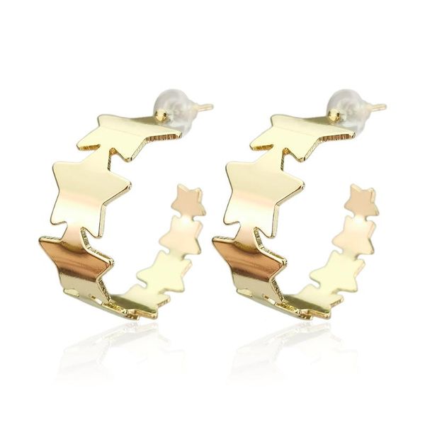 

hoop & huggie manilai 25mm wide simple metal star earrings fashion jewelry chunky alloy women small brincos 2021, Golden;silver