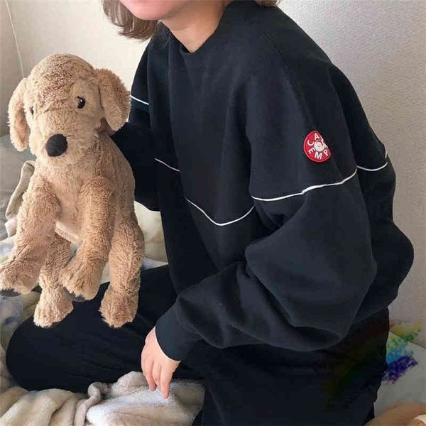 

2020fw cavempt c.e white line crew neck crewneck men wo 1:1wash sweatshirts cav empt hoodie, Black