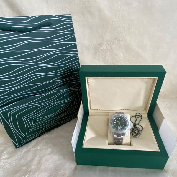 

wristwatches mens watch automatic mechanical 904l stainless steel glide lock casual business sapphire glass a2813 green ceramic bezel, Slivery;brown