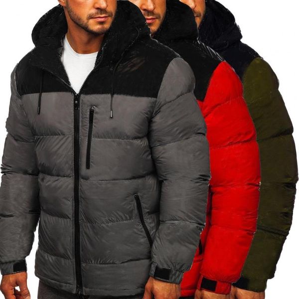 

men's down & parkas coat contrast thick padded warm jacket plus velvet bubble thickening autumn winter, Black