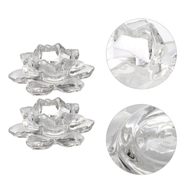 

candle holders 2pcs crystal pedestal lotus modeling ornament transparent