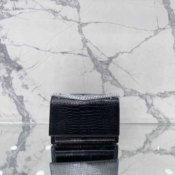 

designer women bags pattern leather shoulder chain female sunset crocodile bag postman slung handbag flip small square purses