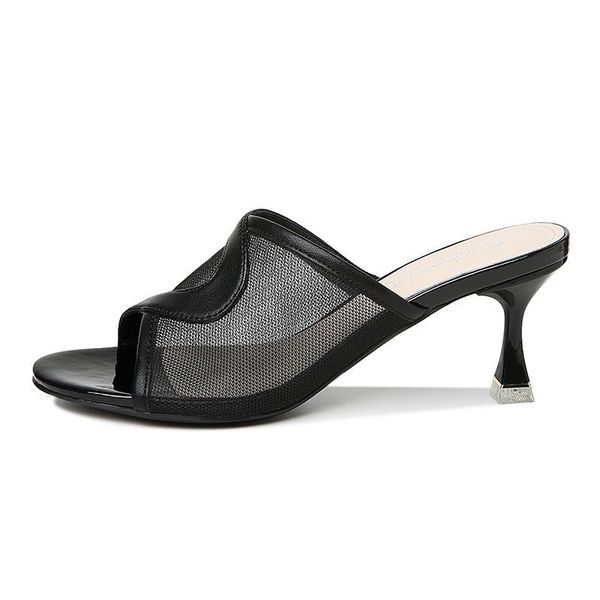

slippers open-toed stiletto slippers, solid color flip-flops with feet, women's platform shoes, Black