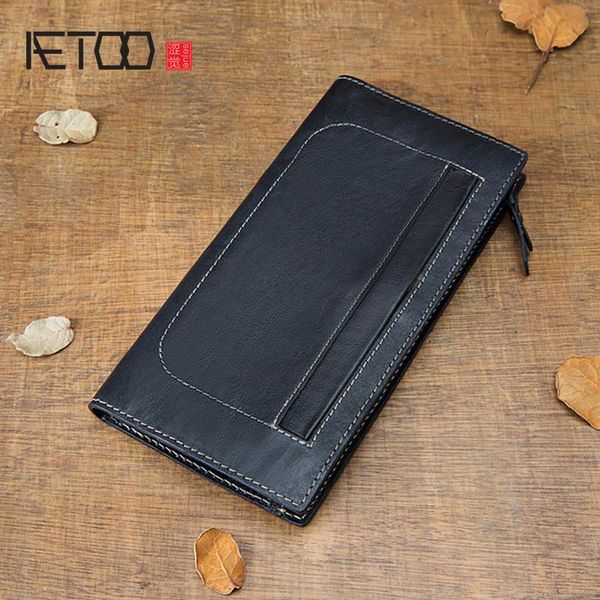 

men's long wallet, leather casual zipper multifunctional trendy mobile phone bag wallets, Red;black