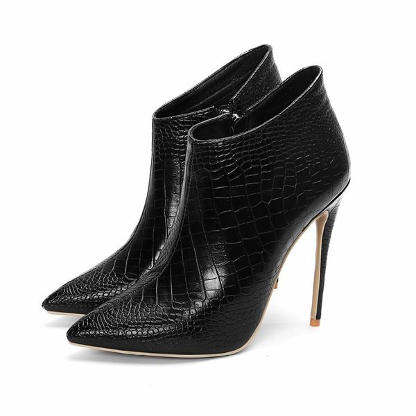

boots olomm beautiful spring woman ankle boots thin high-heel pointed to toe four colors women's club shoes size 4-10.5 22gg, Black