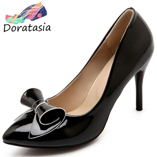 

dress shoes doratasia fashion bowtie girl pointed toe shallow high heel pumps women office casual woman, Black