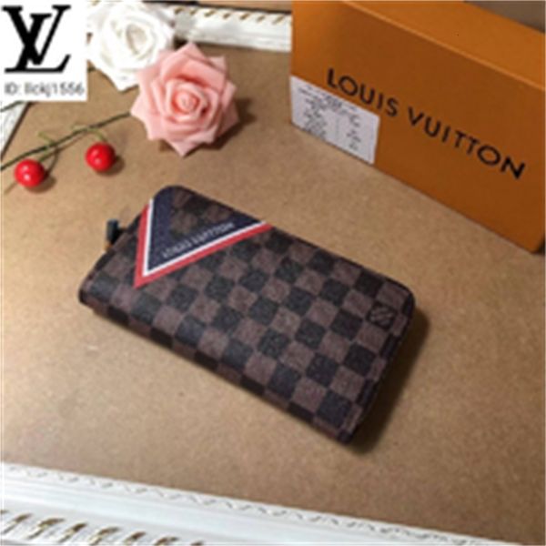 

evening brand wallets designer luxury clutches fl77 m60017 compact printed stitching card wallet men purse real leather key long chain holde, Red;black