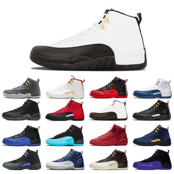 

with box 12s basketball shoes 12 for man black purple bulls dark grey fiba flu game french blue winterized wings utility gold indigo size 40