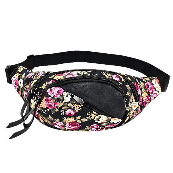 

colorful waist pack for woman fanny floral decorative pattern bum bag women hip money belt mobile phone #625 bags