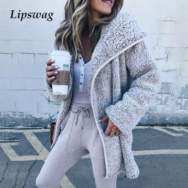 

women lambswool cardigans coats winter thick warm turn-down collar jackets casual solid long sleeve oversized outwear women's, Black;brown