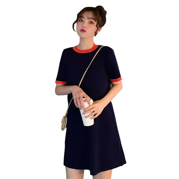 

maternity dresses stripe dress summer loose pregnancy short sleeve casual solid color large size vestido embarazada be50dr, White