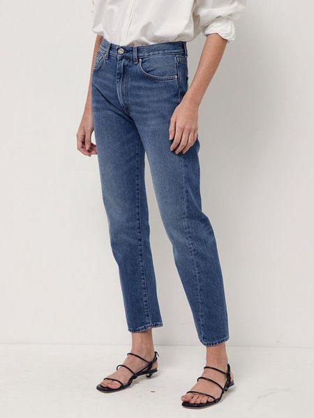 

women's jeans women 2021 spring and summer ladies solid color button denim cropped trousers, Blue
