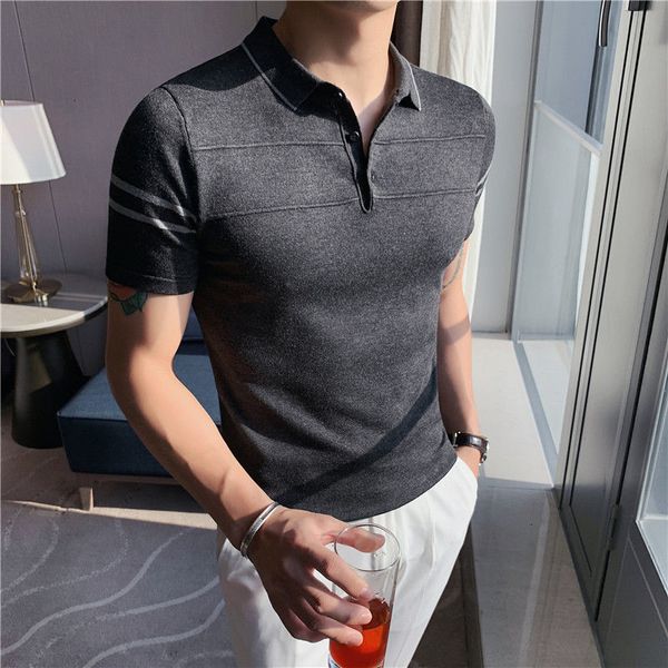 

men's polos business casual slim fashion mens clothes stripe polo shirts men cotton patchwork short sleeve nder, White;black