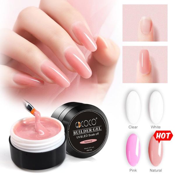 

nail gel gdcoco builder 15ml art natural pink clear camouflage color extend 45g finger extension crystal, Red;pink