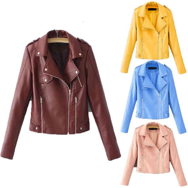 

leather jacket high fashion men belt qiuhaining short slim coat, Black