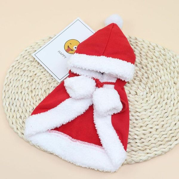 

dog apparel christmas clothes costume red fleece winter hooded cloak for dogs cats