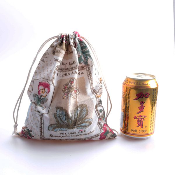 

19*24cm cotton linen drawstrings cloth favor holders drawstring cottons bag travel storage jewelry bags wedding party supplies