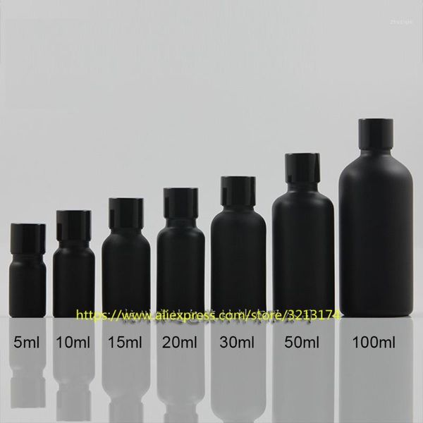 

storage bottles & jars 5ml to 100ml black frosted glass bottle with aluminum screw lid,for lotion cream perfume oil moisturizer skin care fa