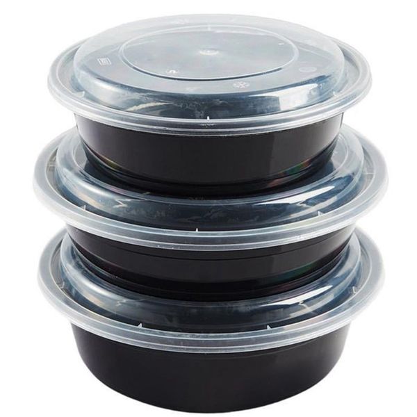 

round disposable container set plastic box meal prep takeout containers for fruits cake take out