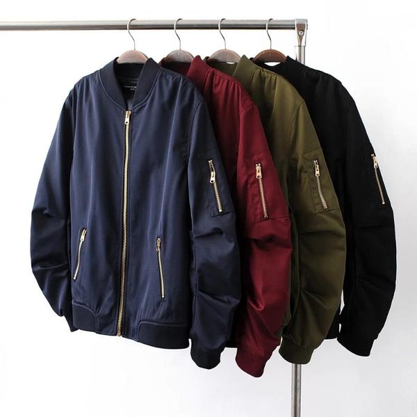 

men's jackets spring and autumn casual jacket zipper solid color loose bomber fashion streetwear coat, Black;brown