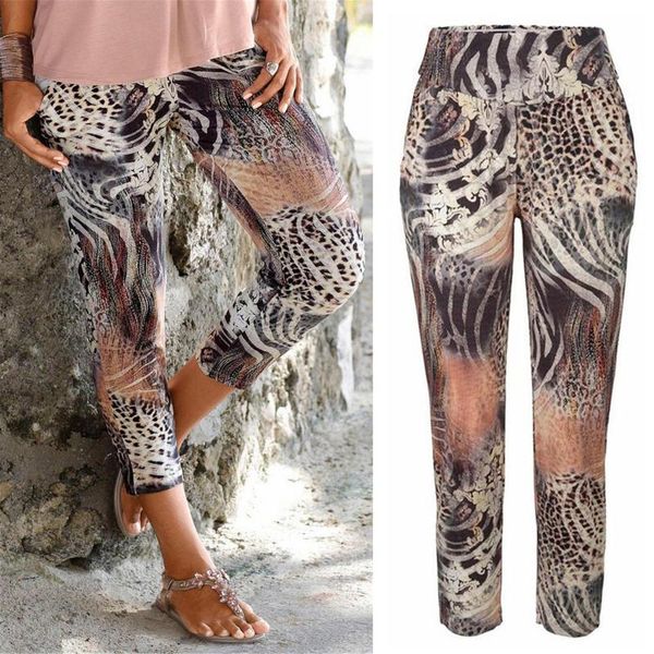 

yoga outfit loose summer pants soft women high waist printing easy trousers long boho beach pockets