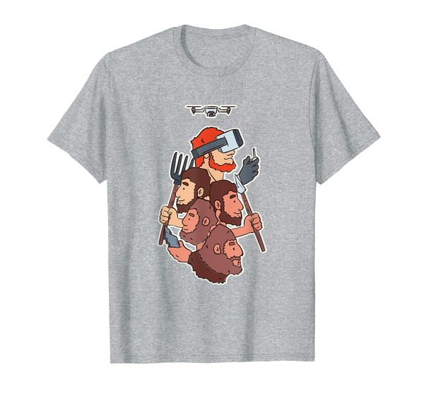 

funny drone pilot evolution- quadcopter spy genetics racing t-shirt, White;black