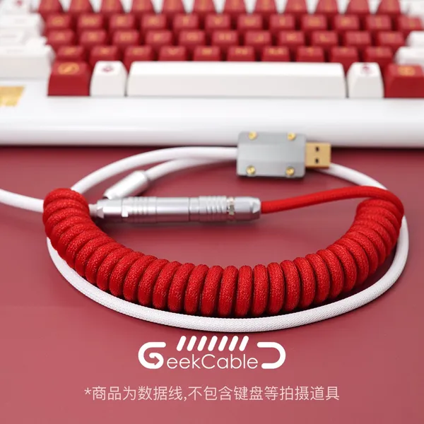 Geekcable Handmade Changeed Mechanical Keyboard Data Cable для Theme SP Keycap GMK CA66 Red и White Colorway