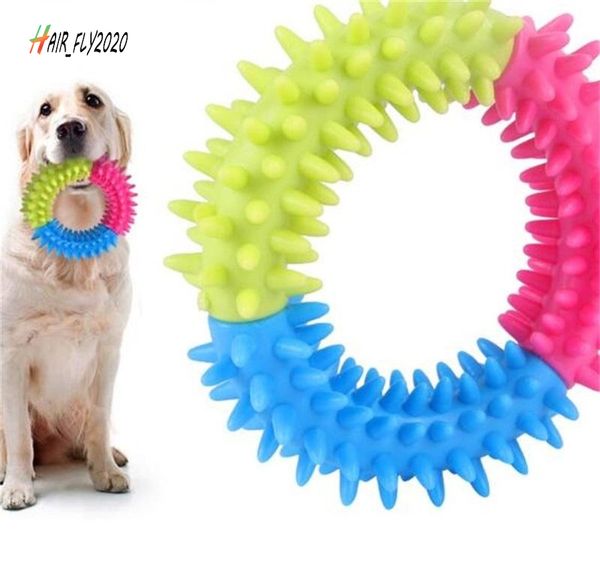 

colorful dog's toys pet traning products resistance to bite embossment spinose ring tpr rubber toys for dogs supplies fj04