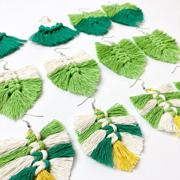 

weaving hand-woven tassels dangle earrings love contracted eardrop sepat crete festival polymer women design by hand jewelry accessories gif, Silver