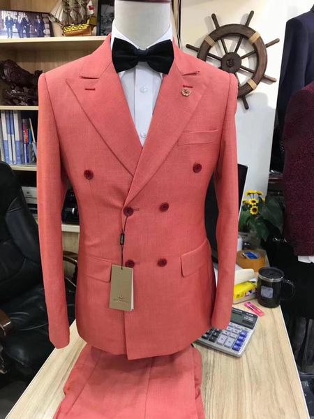 

men's suits & blazers 2021 latest coat pant designs double breasted pink linen men suit slim fit tuxedo summer custom 2 piece jacket te, White;black