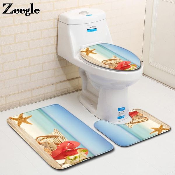 

home decoration bath mat bathroom carpet absorbent foot rug set anti-slip toilet washable u-shaped mats